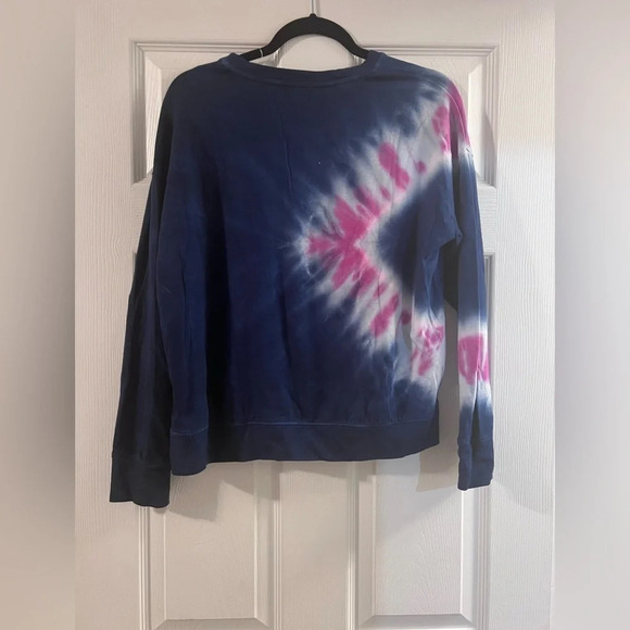 Sundry Anthropologie Navy Blue Pink Tie Dye Crewneck Sweatshirt Sweater Size 1 - Picture 6 of 7